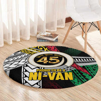 Ni-Van Vanuatu 45th Yumi Yumi Yumi Round Carpet Vanuatuan Boar Tusk Polynesian Pattern LT9 - Polynesian Pride