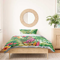 Hawaiian Flamingo Hibiscus Personalised Bedding Set Green Summer Tropical Flowers LT9 - Polynesian Pride