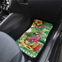 Hawaiian Flamingo Hibiscus Personalised Car Mats Green Summer Tropical Flowers LT9 - Polynesian Pride