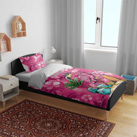 Hawaiian Flamingo Hibiscus Personalised Bedding Set Pink Summer Tropical Flowers LT9 - Polynesian Pride