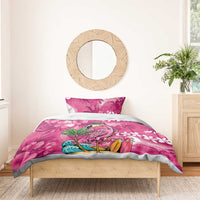Hawaiian Flamingo Hibiscus Personalised Bedding Set Pink Summer Tropical Flowers LT9 - Polynesian Pride