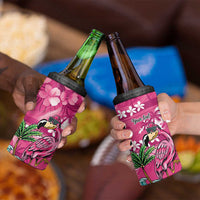 Hawaiian Flamingo Hibiscus Personalised 4 in 1 Can Cooler Tumbler Pink Summer Tropical Flowers - Polynesian Pride