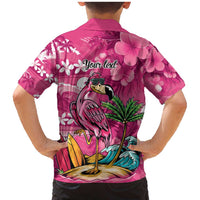 Hawaiian Flamingo Hibiscus Personalised Family Matching Mermaid Dress and Hawaiian Shirt Pink Summer Tropical Flowers LT9 - Polynesian Pride