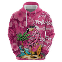 Hawaiian Flamingo Hibiscus Personalised Hoodie Pink Summer Tropical Flowers - Polynesian Pride