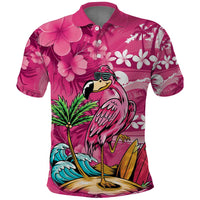 Hawaiian Flamingo Hibiscus Personalised Polo Shirt Pink Summer Tropical Flowers LT9 Pink - Polynesian Pride
