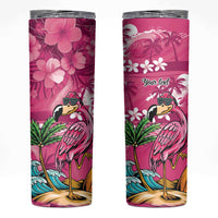 Hawaiian Flamingo Hibiscus Personalised Skinny Tumbler Pink Summer Tropical Flowers LT9 Pink - Polynesian Pride