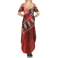 Vintage Ngatu Tribal Tonga Pattern Summer Maxi Dress - Polynesian Pride