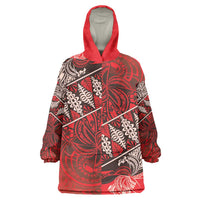 Vintage Ngatu Tribal Tonga Pattern Wearable Blanket Hoodie LT9 One Size Red - Polynesian Pride