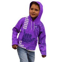 Personalised Strong Maui Kid Hoodie Good Living Hawaii with Shaka Sign Kakau Tribal Purple LT9 - Polynesian Pride