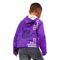 Personalised Strong Maui Kid Hoodie Good Living Hawaii with Shaka Sign Kakau Tribal Purple LT9 - Polynesian Pride