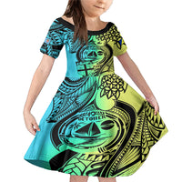 Malampa Fiji Day Family Matching Mermaid Dress and Hawaiian Shirt Vanuatu Sand Drawing With Polynesian Pattern LT9 Daughter's Dress Black - Polynesian Pride