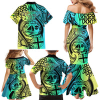 Malampa Fiji Day Family Matching Mermaid Dress and Hawaiian Shirt Vanuatu Sand Drawing With Polynesian Pattern LT9 - Polynesian Pride