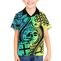 Malampa Fiji Day Family Matching Short Sleeve Bodycon Dress and Hawaiian Shirt Vanuatu Sand Drawing With Polynesian Pattern LT9 Son's Shirt Black - Polynesian Pride