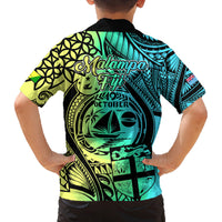 Malampa Fiji Day Family Matching Tank Maxi Dress and Hawaiian Shirt Vanuatu Sand Drawing With Polynesian Pattern LT9 - Polynesian Pride