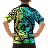 Personalised Malampa Fiji Day Family Matching Off Shoulder Short Dress and Hawaiian Shirt Vanuatu Sand Drawing With Polynesian Pattern LT9 - Polynesian Pride