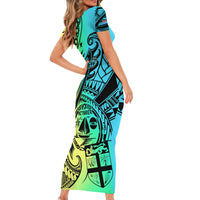 Personalised Malampa Fiji Day Family Matching Short Sleeve Bodycon Dress and Hawaiian Shirt Vanuatu Sand Drawing With Polynesian Pattern LT9 - Polynesian Pride