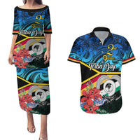 Torba Vanuatu Couples Matching Puletasi Dress and Hawaiian Shirt Sand Drawing With Polynesian Pattern LT9 Black - Polynesian Pride