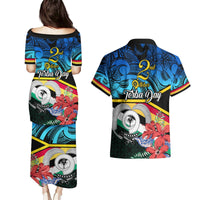 Torba Vanuatu Couples Matching Puletasi Dress and Hawaiian Shirt Sand Drawing With Polynesian Pattern LT9 - Polynesian Pride