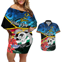 personalised-torba-vanuatu-couples-matching-off-shoulder-short-dress-and-hawaiian-shirt-sand-drawing-with-polynesian-pattern