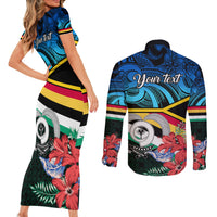 personalised-torba-vanuatu-couples-matching-short-sleeve-bodycon-dress-and-long-sleeve-button-shirts-sand-drawing-with-polynesian-pattern