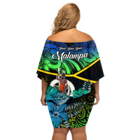 Malampa Day Family Matching Off Shoulder Short Dress and Hawaiian Shirt Vanuatu Flowers with Malampa Emblem Tribal Pattern LT9 - Polynesian Pride