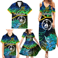 Malampa Day Family Matching Summer Maxi Dress and Hawaiian Shirt Vanuatu Flowers with Malampa Emblem Tribal Pattern LT9 - Polynesian Pride