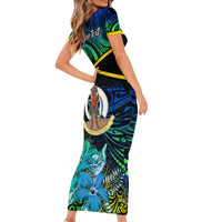 Personalised Malampa Day Family Matching Short Sleeve Bodycon Dress and Hawaiian Shirt Vanuatu Flowers with Malampa Emblem Tribal Pattern LT9 - Polynesian Pride