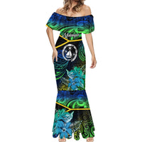 Personalised Malampa Day Mermaid Dress Vanuatu Flowers with Malampa Emblem Tribal Pattern LT9 - Polynesian Pride