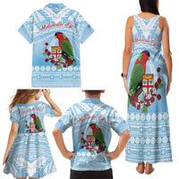 Melanesian Fiji Kula Bird Family Matching Tank Maxi Dress and Hawaiian Shirt with Tagimoucia Masi Tapa Pattern LT9 - Polynesian Pride
