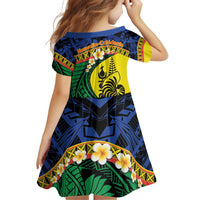 Melanesian New Caledonia Family Matching Off Shoulder Short Dress and Hawaiian Shirt Plumeria Kagu Bird and Nautilus Shell LT9 - Polynesian Pride