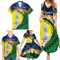 Melanesian New Caledonia Family Matching Summer Maxi Dress and Hawaiian Shirt Plumeria Kagu Bird and Nautilus Shell LT9 - Polynesian Pride