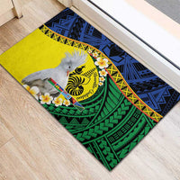 Melanesian New Caledonia Rubber Doormat Plumeria Kagu Bird and Nautilus Shell LT9 - Polynesian Pride
