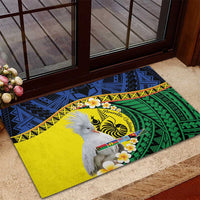 Melanesian New Caledonia Rubber Doormat Plumeria Kagu Bird and Nautilus Shell LT9 - Polynesian Pride