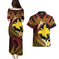Melanesian Papua New Guinea Couples Matching Puletasi and Hawaiian Shirt Plumeria Bird of Paradise Tribal LT9 - Polynesian Pride