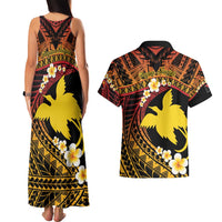 Melanesian Papua New Guinea Couples Matching Tank Maxi Dress and Hawaiian Shirt Plumeria Bird of Paradise Tribal LT9 - Polynesian Pride