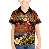 Melanesian Papua New Guinea Family Matching Mermaid Dress and Hawaiian Shirt Plumeria Bird of Paradise Tribal LT9 Son's Shirt Red - Polynesian Pride