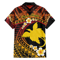 Melanesian Papua New Guinea Family Matching Off Shoulder Short Dress and Hawaiian Shirt Plumeria Bird of Paradise Tribal LT9 - Polynesian Pride