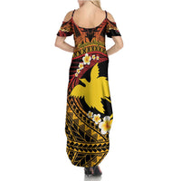 Melanesian Papua New Guinea Family Matching Summer Maxi Dress and Hawaiian Shirt Plumeria Bird of Paradise Tribal LT9 - Polynesian Pride