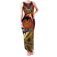 Melanesian Papua New Guinea Family Matching Tank Maxi Dress and Hawaiian Shirt Plumeria Bird of Paradise Tribal LT9 Mom's Dress Red - Polynesian Pride