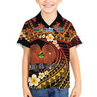 Melanesian Papua New Guinea Family Matching Tank Maxi Dress and Hawaiian Shirt Plumeria Bird of Paradise Tribal LT9 Son's Shirt Red - Polynesian Pride
