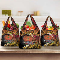 Melanesian Papua New Guinea Grocery Bag Plumeria Bird of Paradise Tribal LT9 3-pack One Size Red - Polynesian Pride