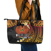 Melanesian Papua New Guinea Leather Tote Bag Plumeria Bird of Paradise Tribal LT9 - Polynesian Pride