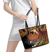 Melanesian Papua New Guinea Leather Tote Bag Plumeria Bird of Paradise Tribal LT9 - Polynesian Pride