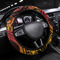 Melanesian Papua New Guinea Steering Wheel Cover Plumeria Bird of Paradise Tribal LT9 Universal Fit Red - Polynesian Pride