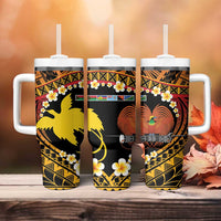 Melanesian Papua New Guinea Tumbler With Handle Plumeria Bird of Paradise Tribal LT9 - Polynesian Pride
