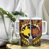 Melanesian Papua New Guinea Tumbler With Handle Plumeria Bird of Paradise Tribal LT9 - Polynesian Pride