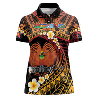 Melanesian Papua New Guinea Women Polo Shirt Plumeria Bird of Paradise Tribal LT9 Female Red - Polynesian Pride