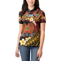 Melanesian Papua New Guinea Women Polo Shirt Plumeria Bird of Paradise Tribal LT9 - Polynesian Pride