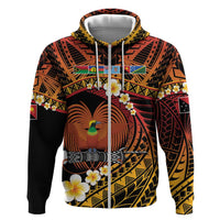 Melanesian Papua New Guinea Zip Hoodie Plumeria Bird of Paradise Tribal LT9 Zip Hoodie Red - Polynesian Pride
