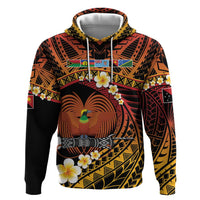 Melanesian Papua New Guinea Zip Hoodie Plumeria Bird of Paradise Tribal LT9 Pullover Hoodie Red - Polynesian Pride